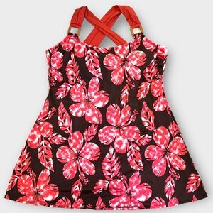 ISLANDER | Swim Dress Tropical Brown Coral | 22W